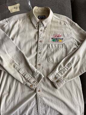Vintage John Deere Motorsports Embroidered Long Sleeve Button Down Shirt